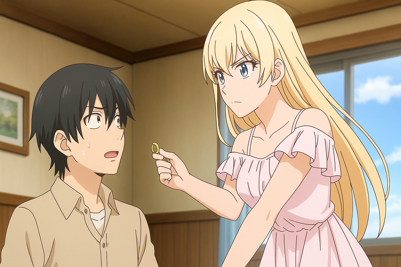 凪とエリカが婚約を迫られるシーン