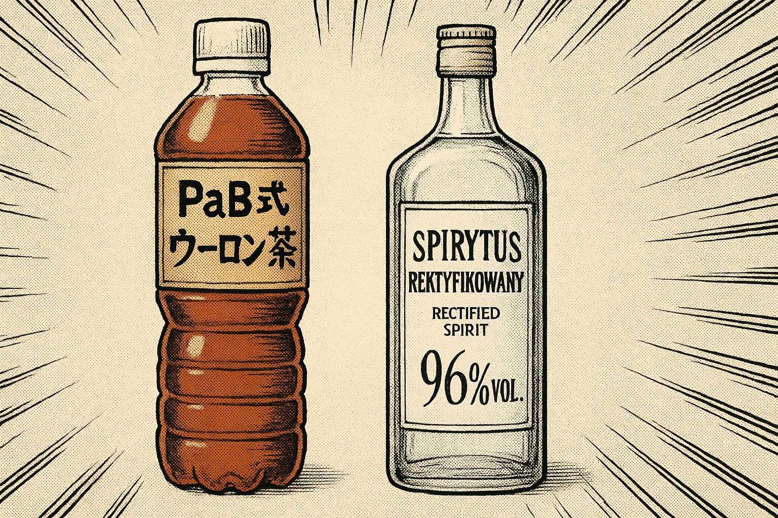 飲み物（PaB式ウーロン茶やスピリタス）