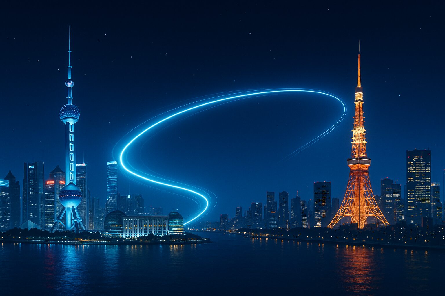 日中合作アニメ To Be Hero X を象徴する光の連結イメージ