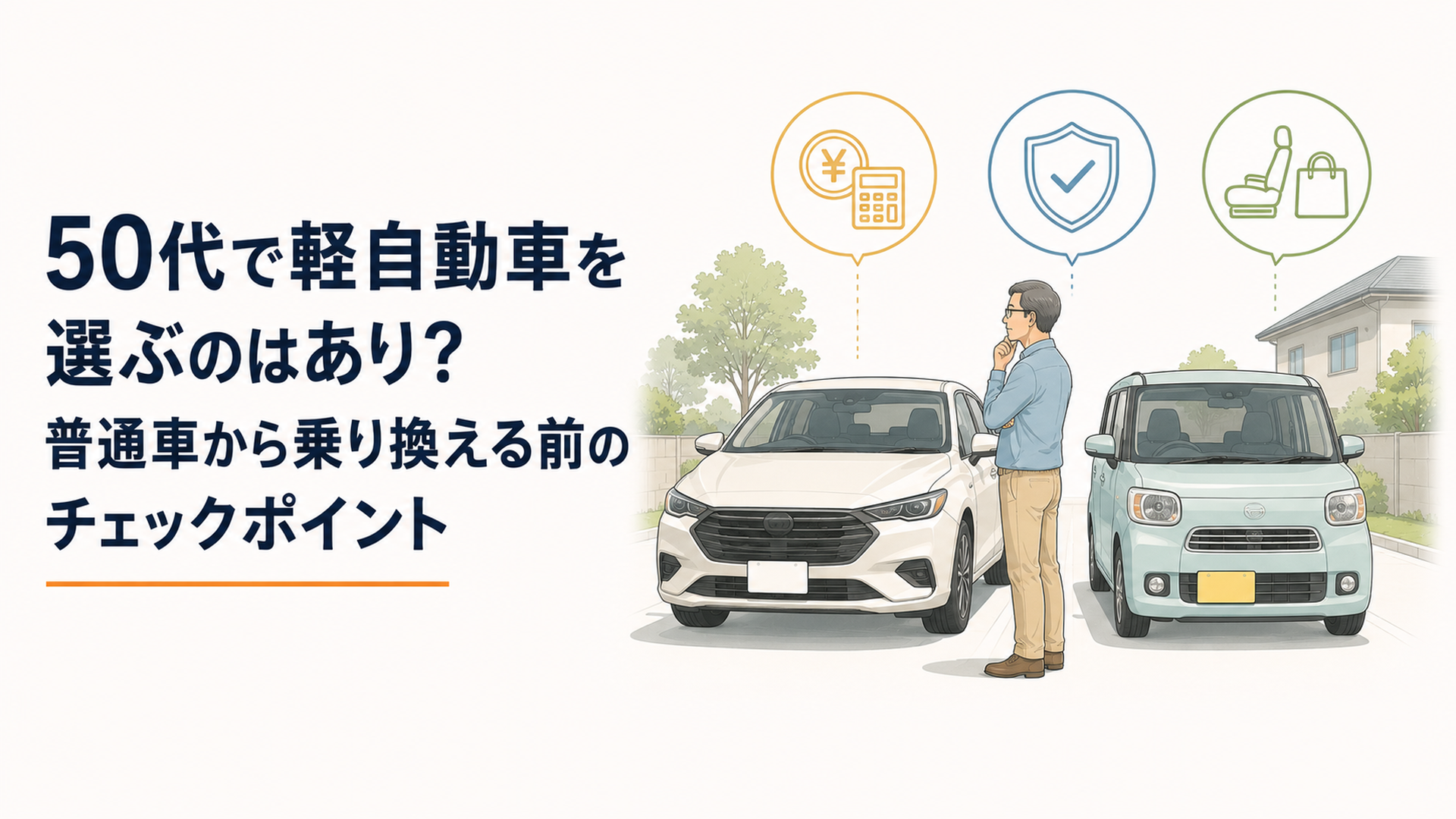 普通車と軽自動車を並べて維持費と安全性と使い勝手を落ち着いて比較する50代ドライバー