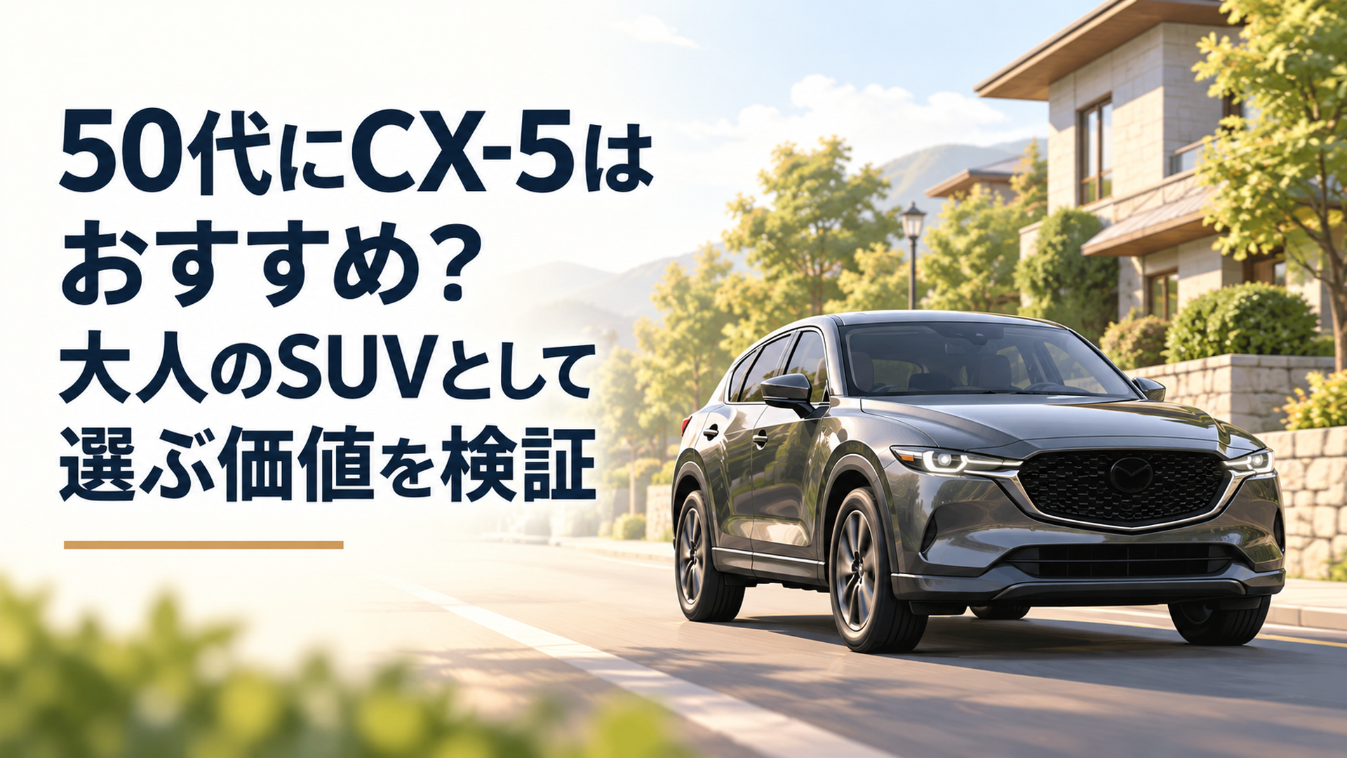 落ち着いた住宅街を走る上質な2026年型CX-5風SUV